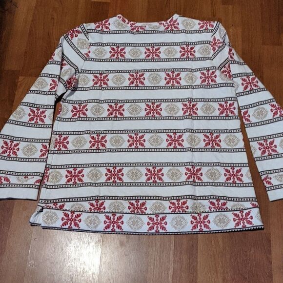LANDS' End misses top long sleeve winter snowflakes Large 12 14 skiing - Picture 7 of 8